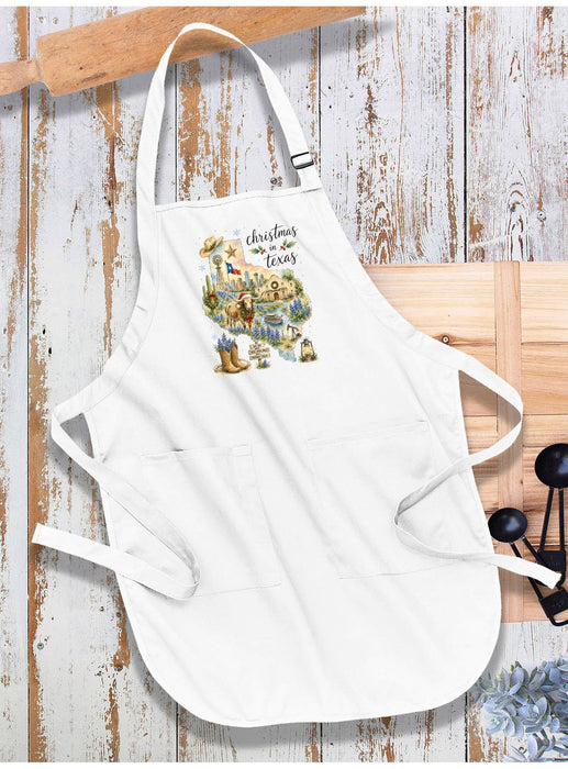 Christmas in Texas State Map Apron