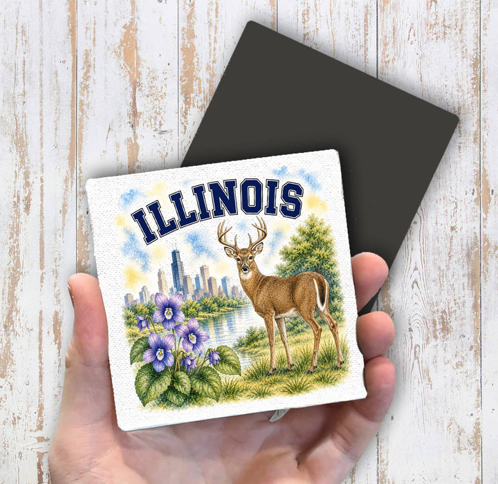 Illinois State Bird and Animal Magnet Fridge