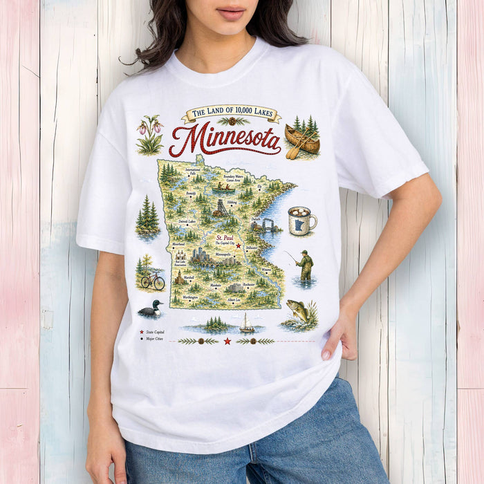 Minnesota State Map Landmark T-Shirt