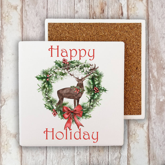 Rustic Country Christmas Holiday Stone Coaster