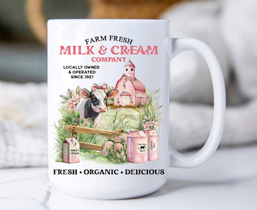Country Farm Fresh Milk & Creamery Cow 15 oz Coffee Mug