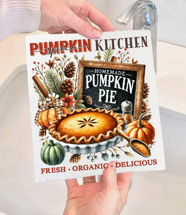 Fall Autumn Pumpkin Pie  Swedish Dishcloth