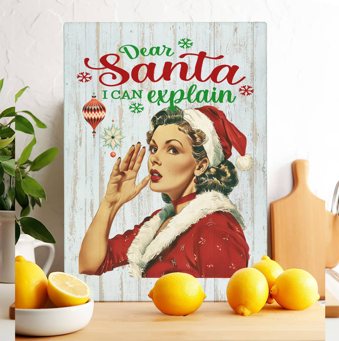 Christmas Santa I Can Explain Glass Cutting Board