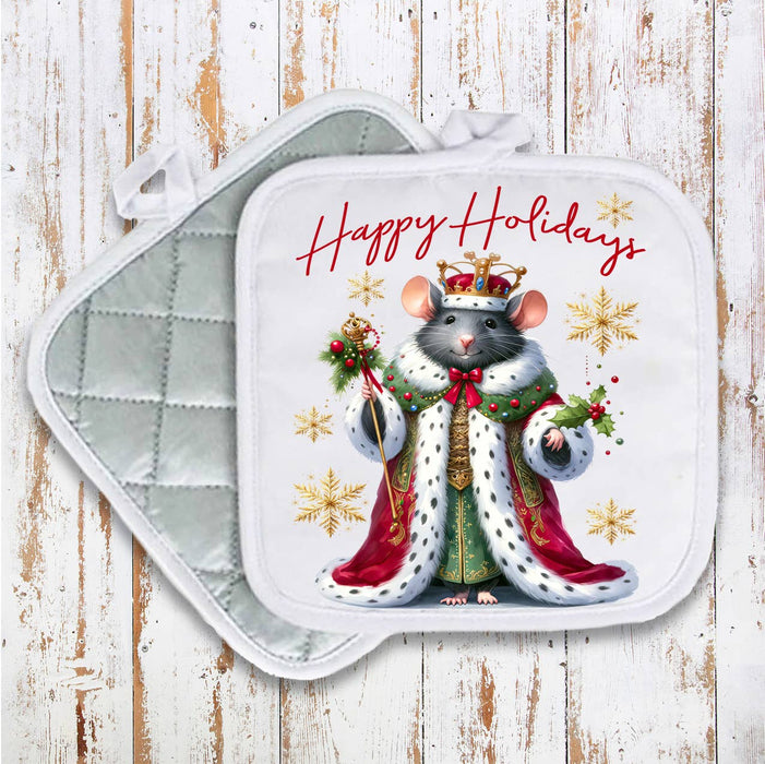 Christmas Mouse Happy Holidays Pot Holder Oven Mitt