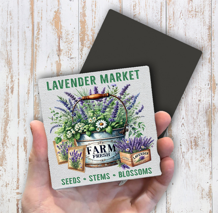 Lavender in Buckets Market Magnet Fridge