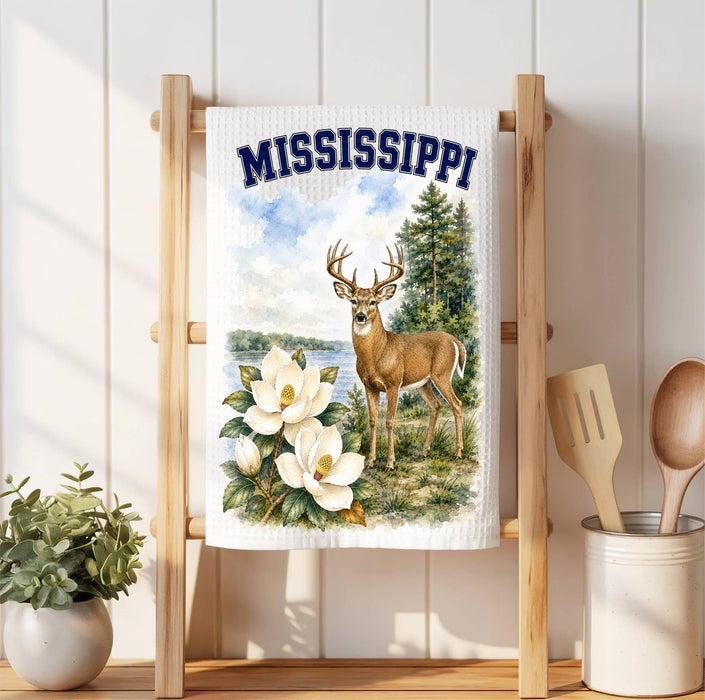 Mississippi State Bird and Animal Waffle Weave Towel