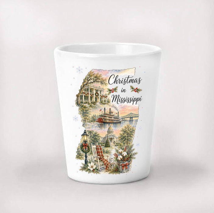 Christmas in Mississippi State Map Shot Glass