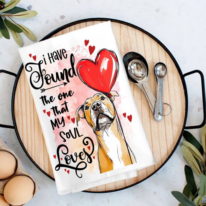 Dog Boxer Found My Love Valentine Tea Towel