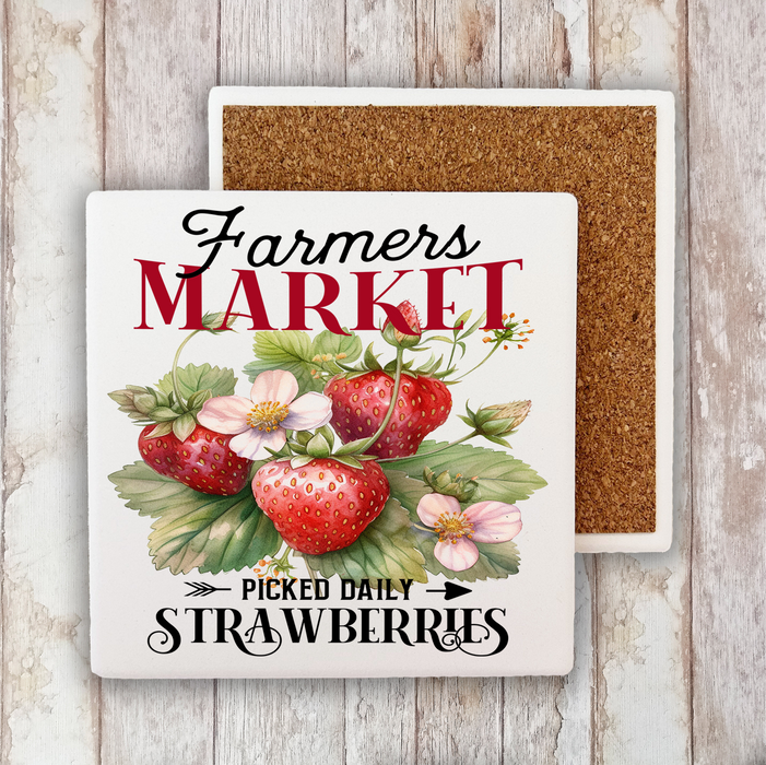 Farmers Market Strawberry Stone Coaster