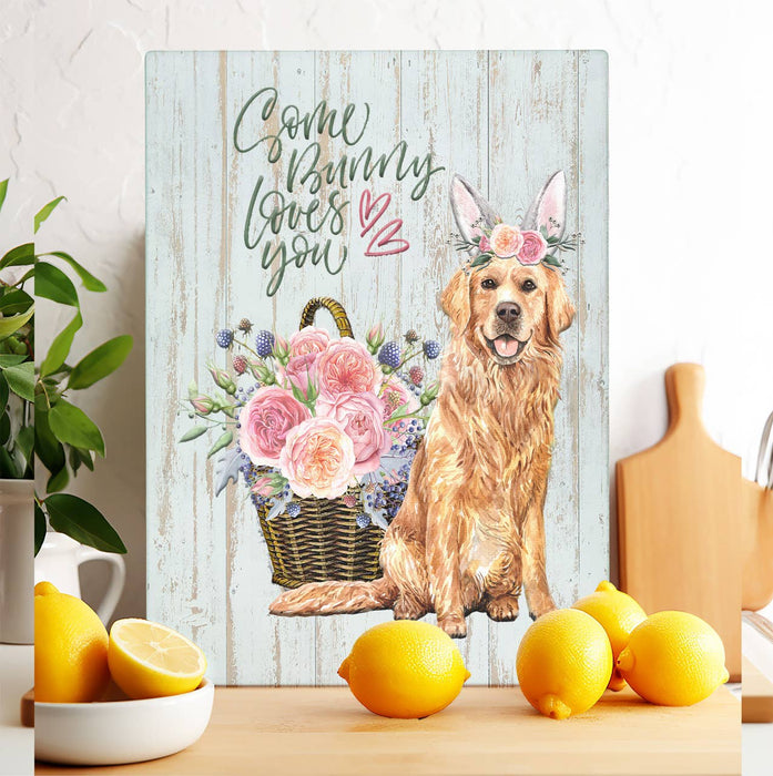 Some Bunny Loves You Lab Dog Glass Cutting Board Trivet