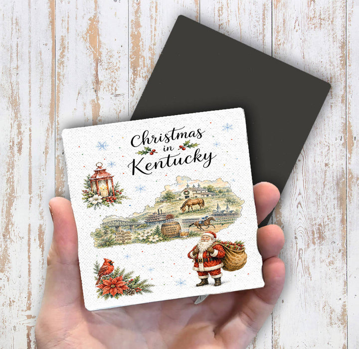 Christmas in Kentucky State Map Magnet Fridge