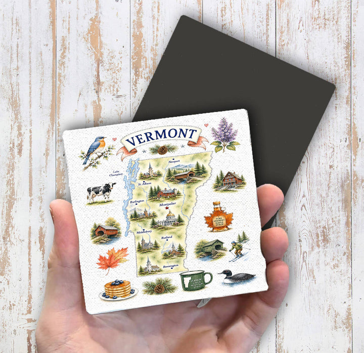 Vermont State Map Landmark Magnet Fridge
