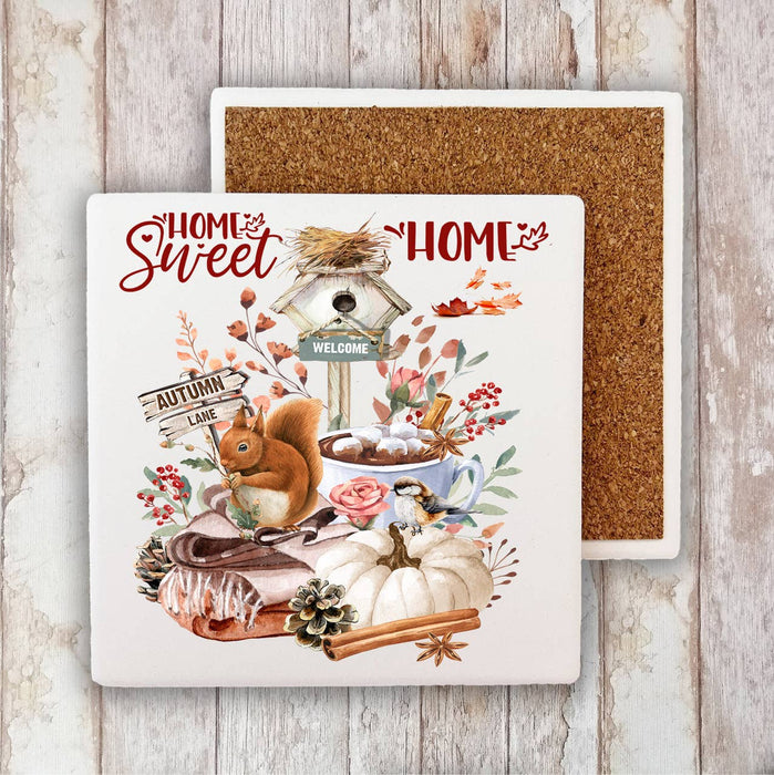 Autumn Fall Home Sweet Home Stone Coaster