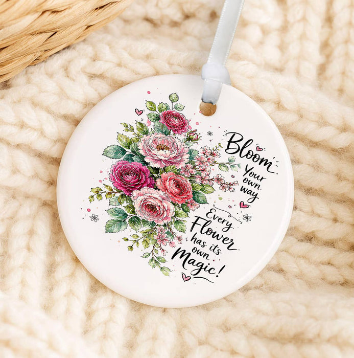 Bloom your own Way Watercolor Roses Ornament