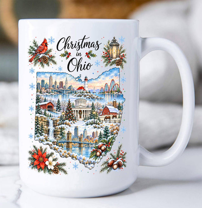 Christmas in Ohio State Map Coffee Mug