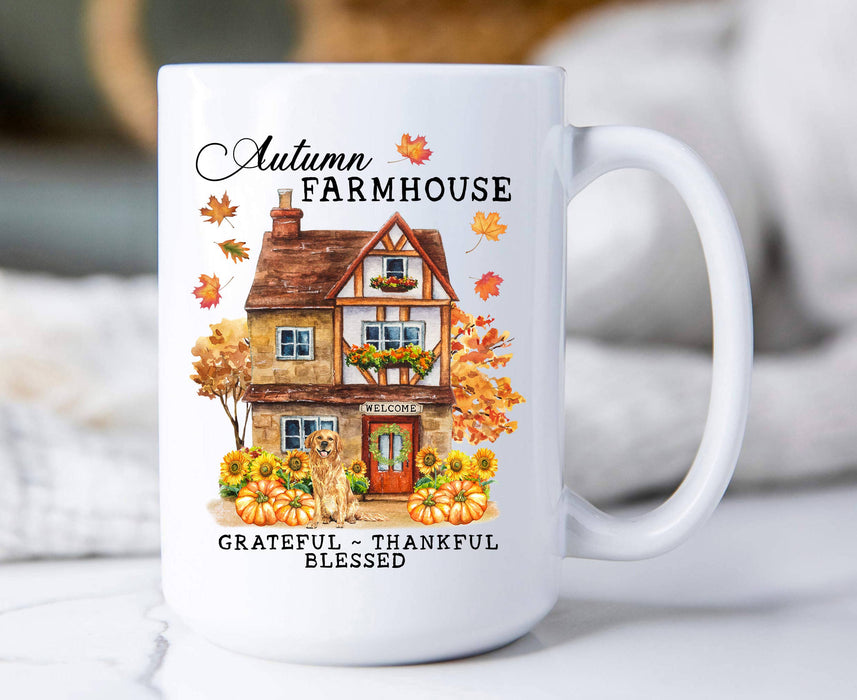 Autumn Fall Farmhouse Grateful Blessed Coffee Mug