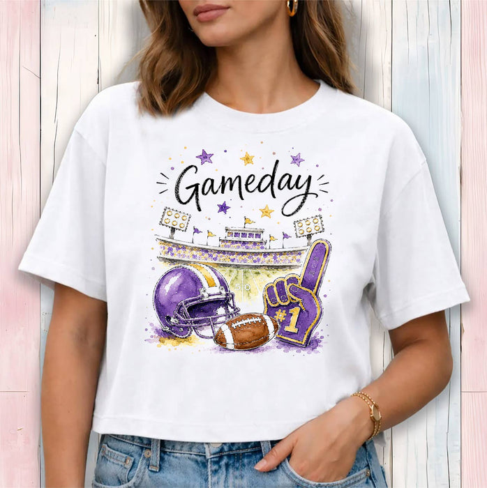 Gameday Football Purple & Gold Cropped T-Shirt