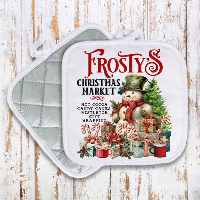 Frosty's Christmas Market Snowman t Pot Holder Oven Mitt