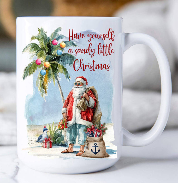 Have a Sandy Christmas Santa Beach Coffee Mug