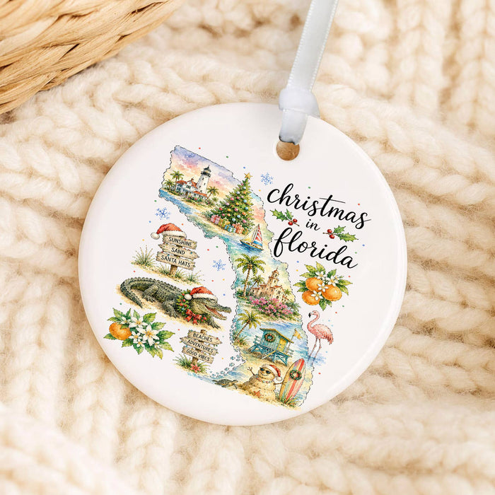 Christmas in Florida State Map Ornament
