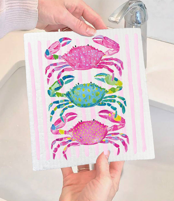 Coastal Crabs Pastel Swedish Dishcloth