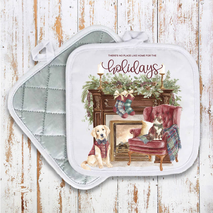 Christmas Home for The Holidays Fireplace Pot Holder