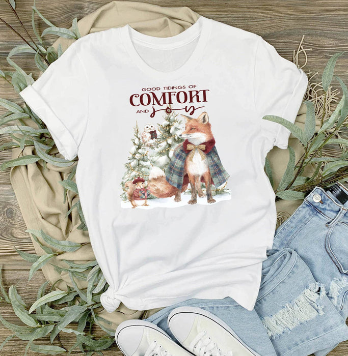Christmas Good Tidings Snow Fox T-Shirt