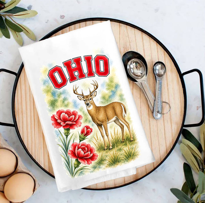Ohio State Bird and Animal Tea Towel
