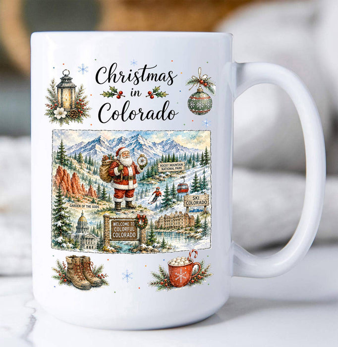 Christmas in Colorado State Map Coffee Mug