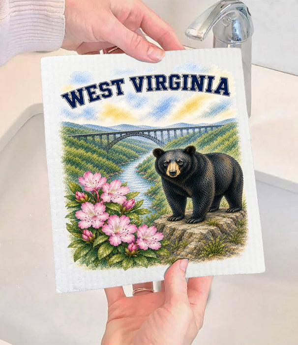 West Virginia State Bird and Animal Swedish Dishcloth