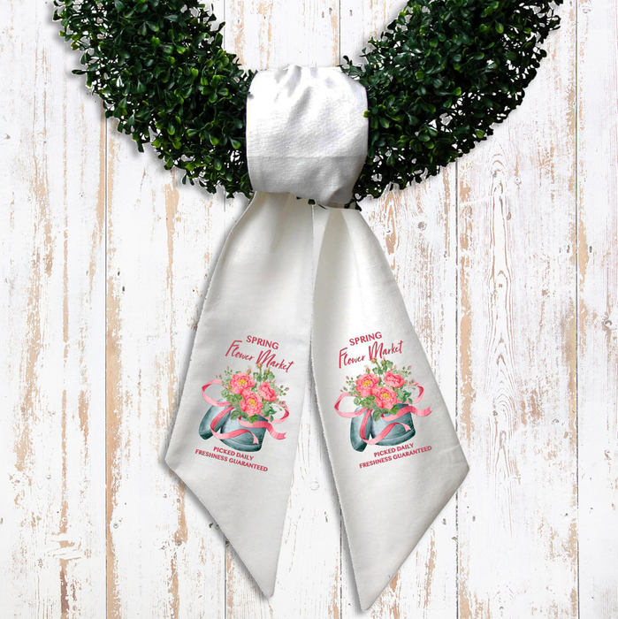 Pink Spring Flowers Wreath Sash