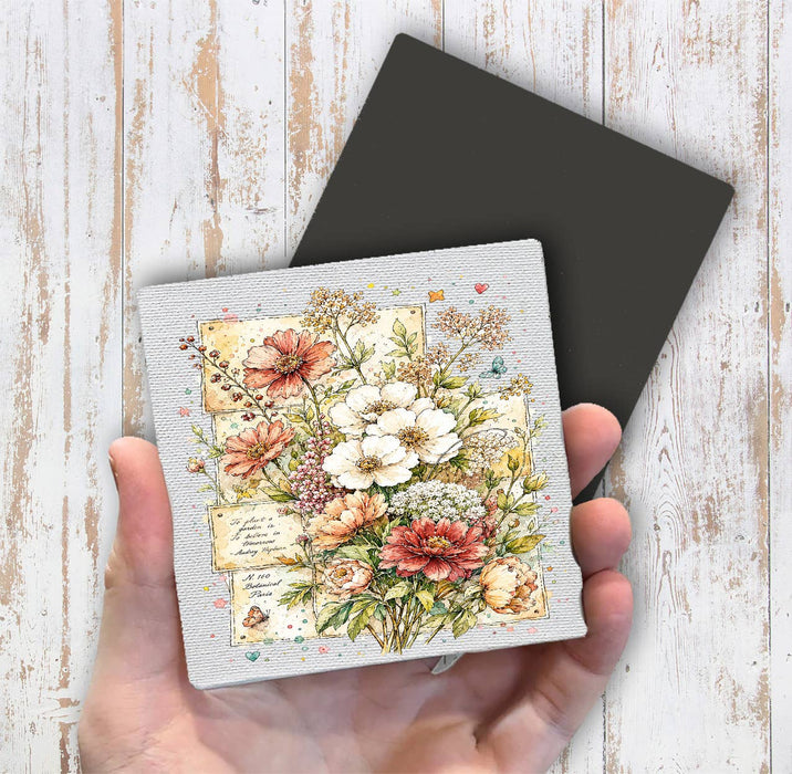 Vintage Spring Wild Flowers Magnet Fridge