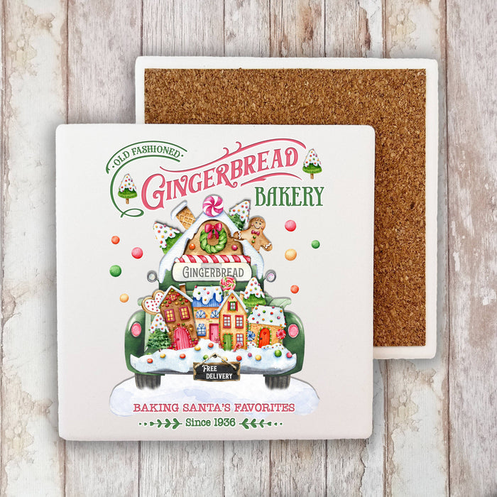 Christmas Gingerbread Bakery Stone Coaster