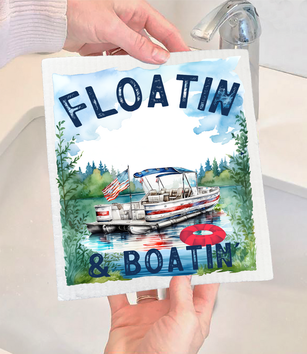 Floating and Boating on the Lake Swedish Dishcloth