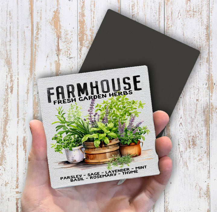 Farmhouse Fresh Herbs Basil, Thyme Magnet Fridge