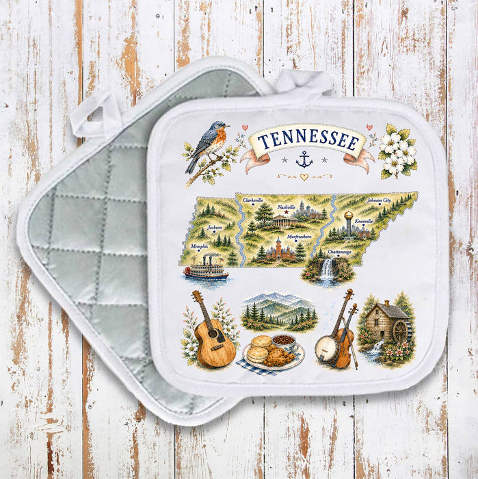 Tennessee State Map Landmark Pot Holder