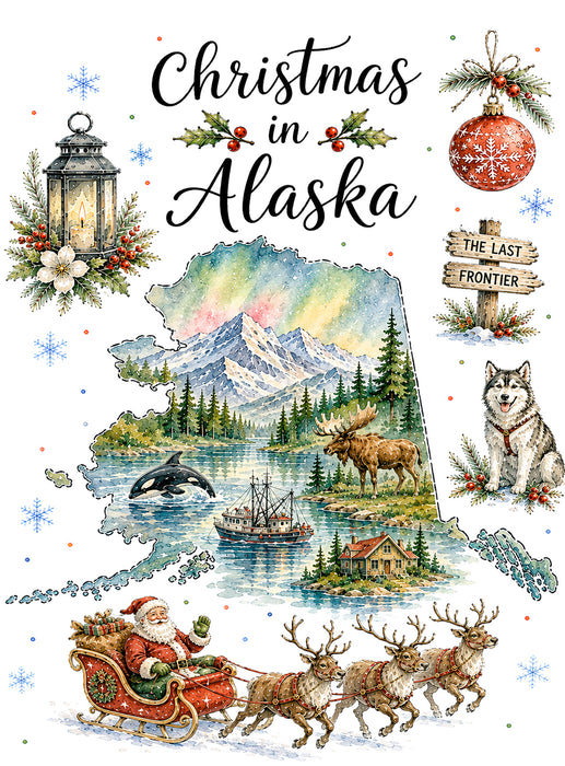 Christmas in Alaska State Map