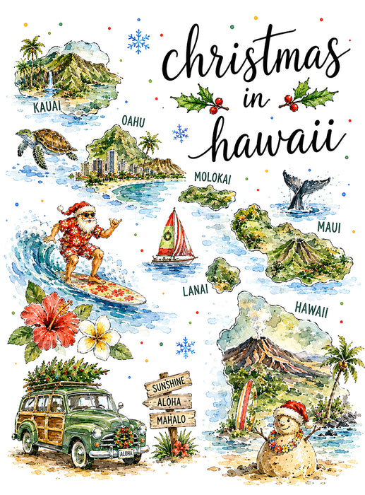 Christmas in Hawaii State Map