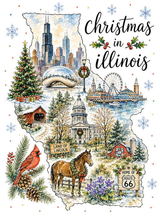 Christmas in Illinois State Map