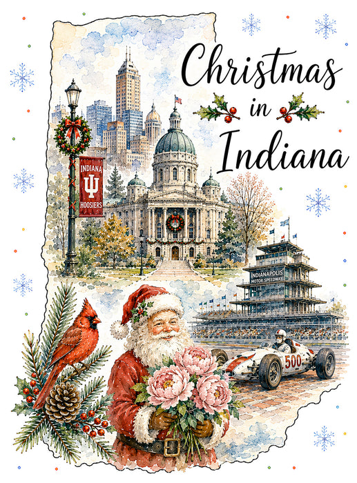 Christmas in Indiana State Map