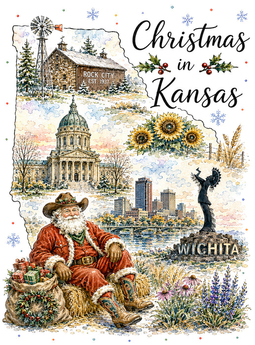 Christmas in Kansas State Map