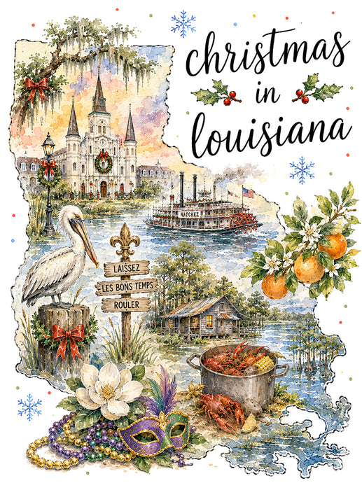 Christmas in Louisiana State Map