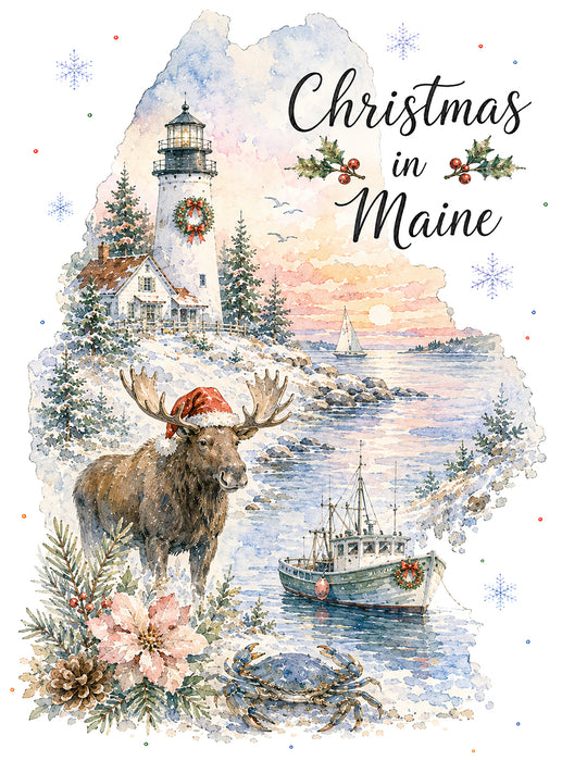 Christmas in Maine State Map