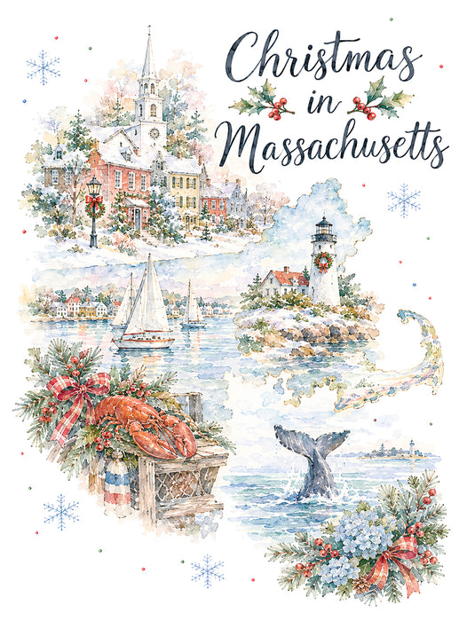 Christmas in Massachusetts State Map