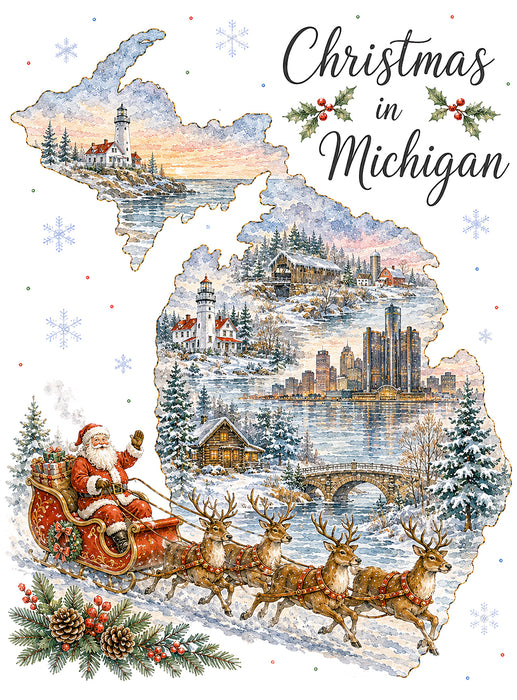 Christmas in Michigan State Map