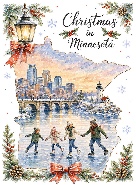 Christmas in Minnesota State Map