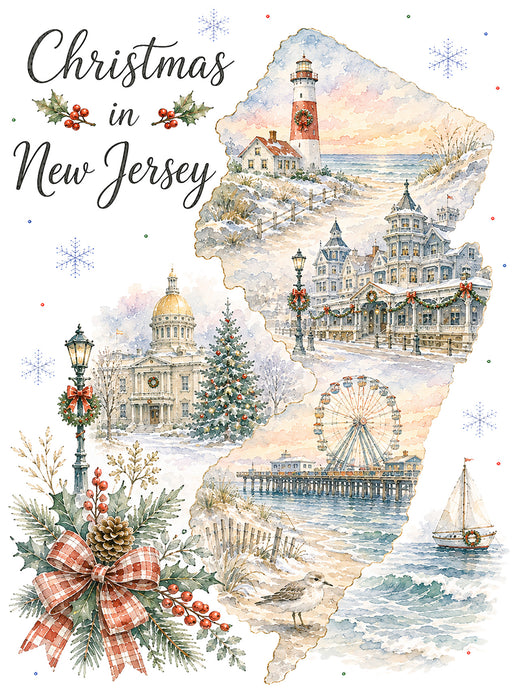 Christmas in New Jersey State Map