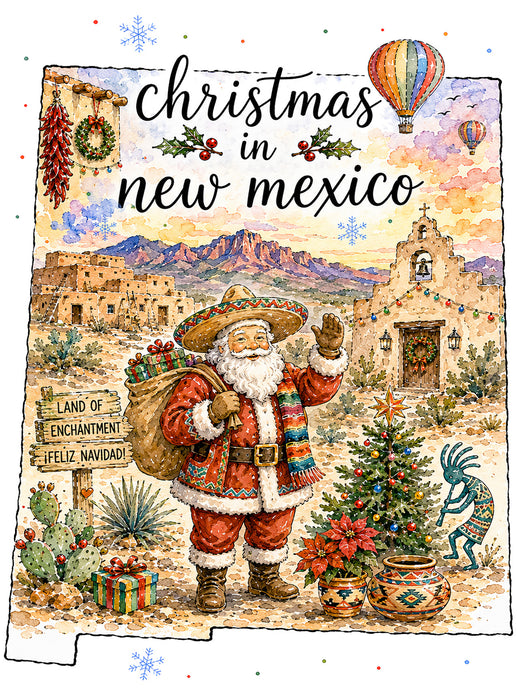 Christmas in New Mexico State Map