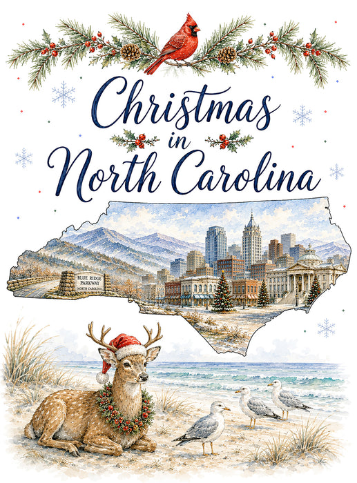 Christmas in North Carolina State Map