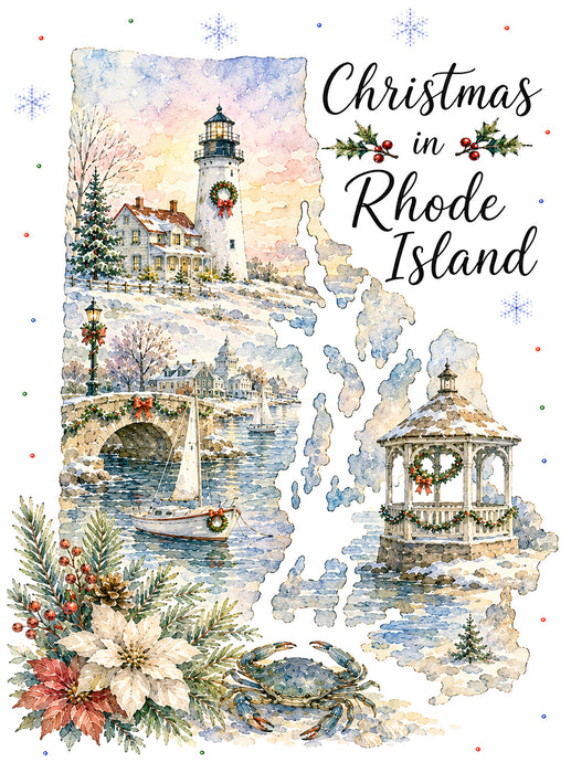 Christmas in Rhode Island State Map
